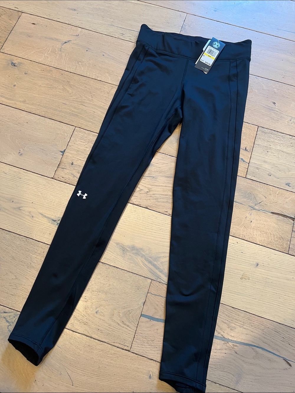 Under Armour Black Athletic Leggings with White Logo
